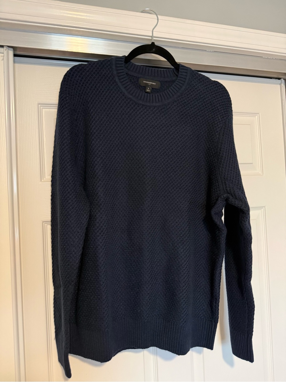 Banana Republic Factory | Cozy Textured Knit Crewneck Sweater Navy L NWT